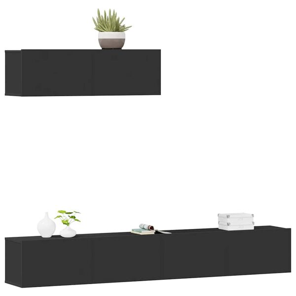 vidaXL tv-skabss&aelig;t 3 dele konstrueret tr&aelig; sort