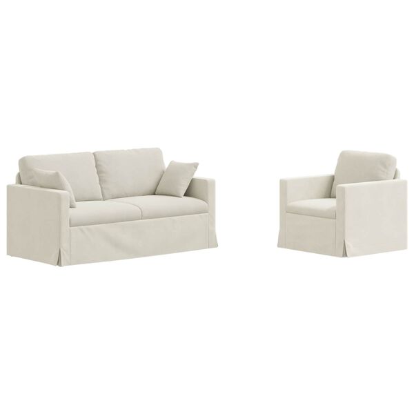 vidaXL Sofa 2 pcs Creme 158 x 78 x 80 cm Fl&oslash;jl