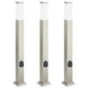 vidaXL pullertlamper med stikkontakt 3 stk. 80 cm rustfrit st&aring;l IP44