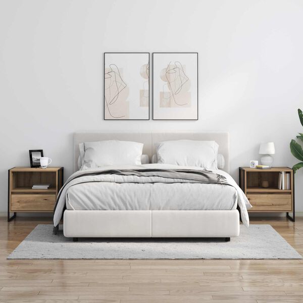 vidaXL Sengebord Artisan eg 50 x 39,5 x 50 cm Konstrueret tr&aelig;