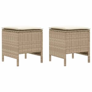 vidaXL 2 stk. Havepuf PE Rattan Beige og creme