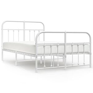 vidaXL sengeramme med sengegavl og fodg&aelig;rde 120x190 cm metal hvid
