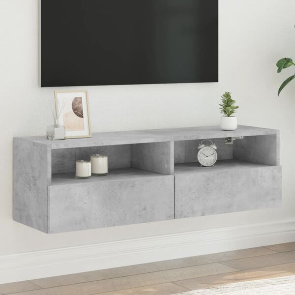 vidaXL v&aelig;gh&aelig;ngt tv-bord 100x30x30 cm konstrueret tr&aelig; betongr&aring;