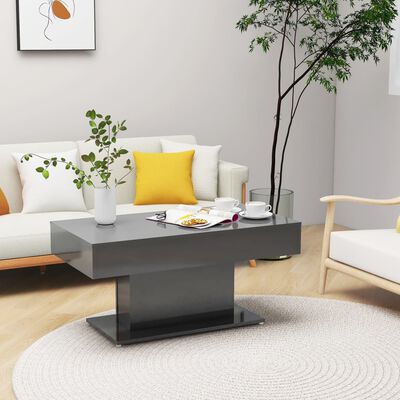 vidaXL sofabord 96x50x45 cm spånplade grå højglans