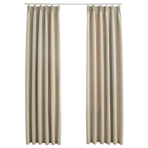 vidaXL m&oslash;rkl&aelig;gningsgardiner 2 stk. med kroge 140 x 175 cm beige