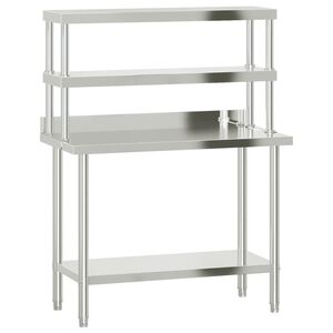 vidaXL k&oslash;kkenbord med tophylde 110x55x150 cm rustfrit st&aring;l