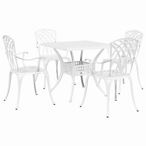 vidaXL Havebord s&aelig;t 5 pcs Hvid Gustt aluminium