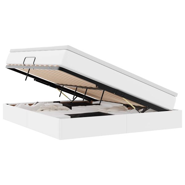 vidaXL Seng med opbevaring og madras Hvid 160 x 200 cm Faux l&aelig;der