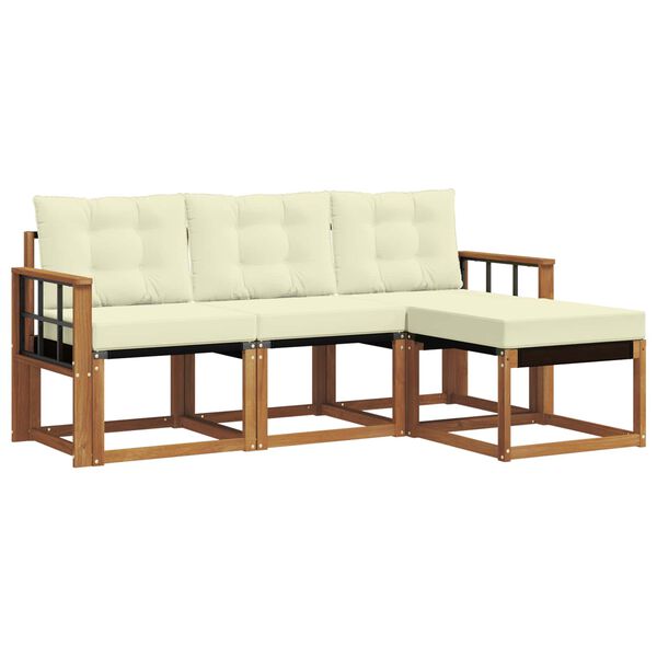 vidaXL Udend&oslash;rs sofagruppe med pude 4 pcs Naturlig og Fl&oslash;de