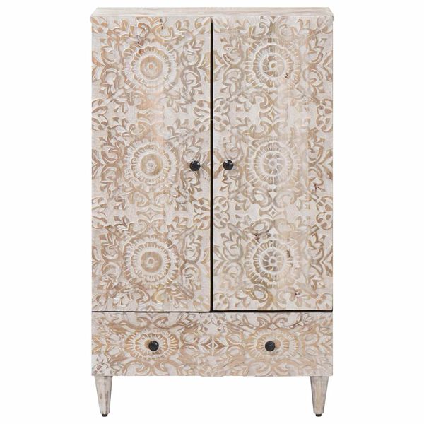 vidaXL H&oslash;j Bord med skuffe Hvid 60 x 33,5 x 100 cm Massivt mangotr&aelig;