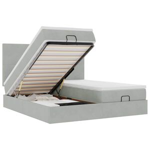 vidaXL osmannisk sengeramme med madrasser 200x200 cm fl&oslash;jl lysegr&aring;