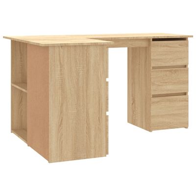 vidaXL skrivebord 145x100x76 cm konstrueret træ sonoma-eg