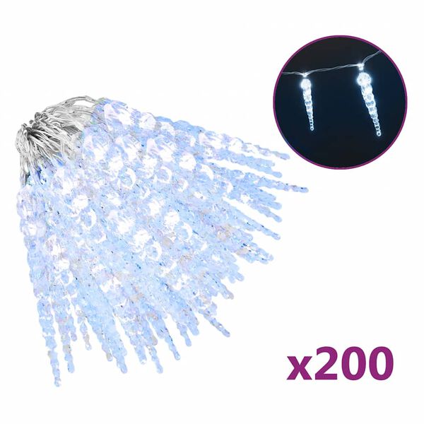 vidaXL jule-istaplys 200 LED'er kold hvid 20 m akryl PVC
