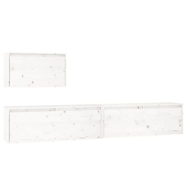 vidaXL tv-skabe 3 dele massivt fyrretræ hvid