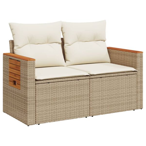 vidaXL 2-personers havesofa med hynder polyrattan beige