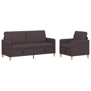 vidaXL Sofa s&aelig;t med opbevaring 2 stk. M&oslash;rk Brun Polyester