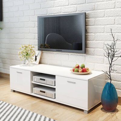 vidaXL tv-bord 140x40,5x35 cm hvid højglans