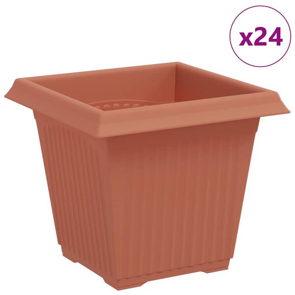 vidaXL Firkantet Blomsterkrukke 24 pcs Mursten R&oslash;d 16 x 16 x 14 cm