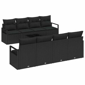 vidaXL Havesofa S&aelig;t 9 stk. 8-Antal s&aelig;der Sort polyrattan