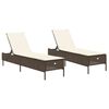 vidaXL liggestole 2 stk. med hynder polyrattan brun