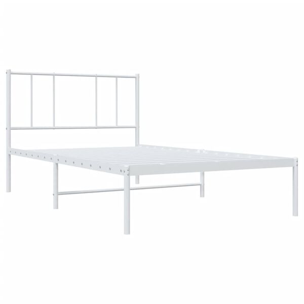 vidaXL sengeramme med sengegavl 90x200 cm metal hvid