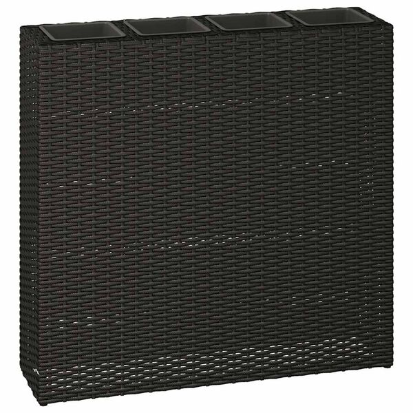 vidaXL plantekasse med 4 krukker polyrattan sort