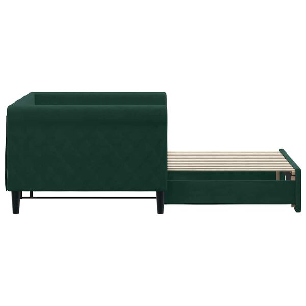 vidaXL daybed med udtræk 90x200 cm velour mørkegrøn