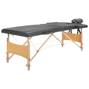 vidaXL massagebord med 2 zoner tr&aelig;stel antracitgr&aring; 186 x 68 cm