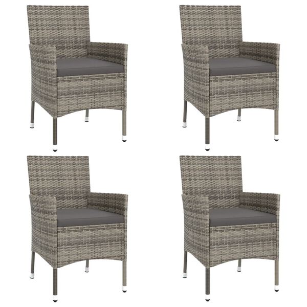 vidaXL bistros&aelig;t til haven 5 dele med hynder polyrattan gr&aring;