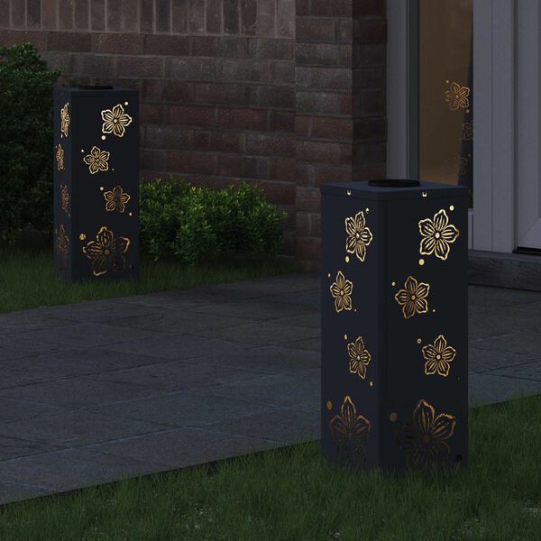 vidaXL Solar LED sti lys 2 pcs Antracit Koldvalset St&aring;l