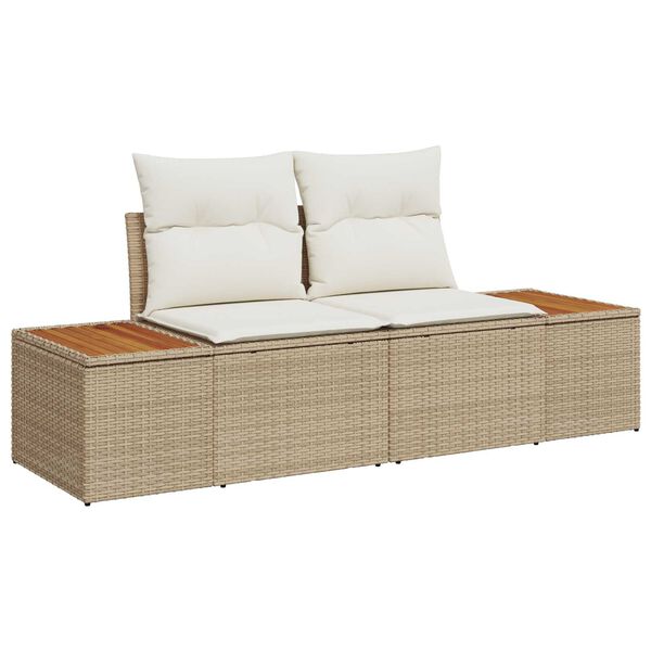 vidaXL Havesofa S&aelig;t med pude 9 pcs Beige polyrattan