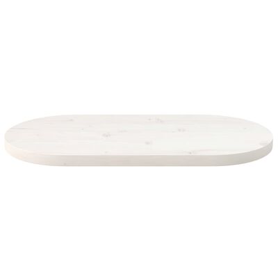 vidaXL bordplade 60x30x2,5 cm oval massivt fyrretræ hvid