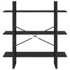 vidaXL bogreol med 3 hylder 100x30x105 cm massivt fyrretræ sort