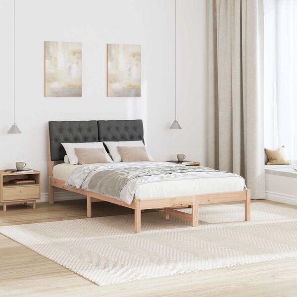 vidaXL Sengestel med Polstret Hovedgavl Brun 120 x 190 cm