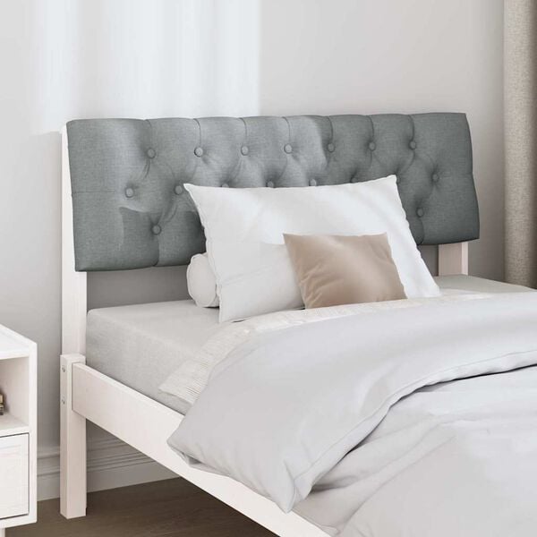 vidaXL Polstret sengegavl Lysegr&aring; 100 cm Massiv fyrretr&aelig;