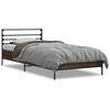 vidaXL sengeramme 90x190 cm konstrueret tr&aelig; og metal brun egetr&aelig;sfarve