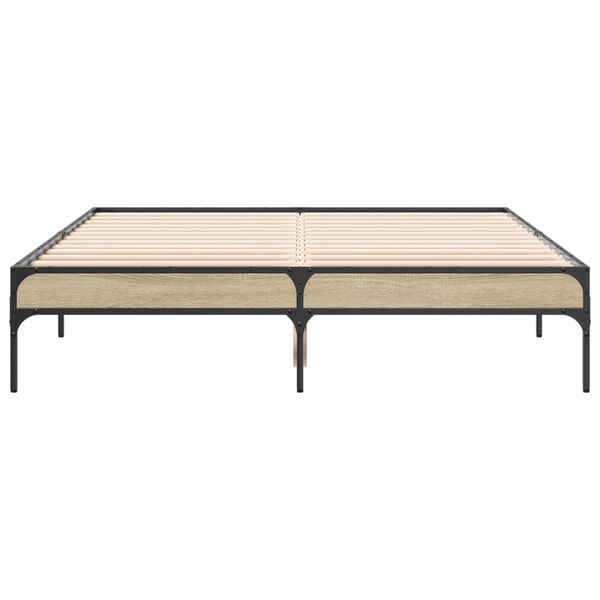 vidaXL sengestel 120x200 cm konstrueret tr&aelig; og metal sonoma-eg