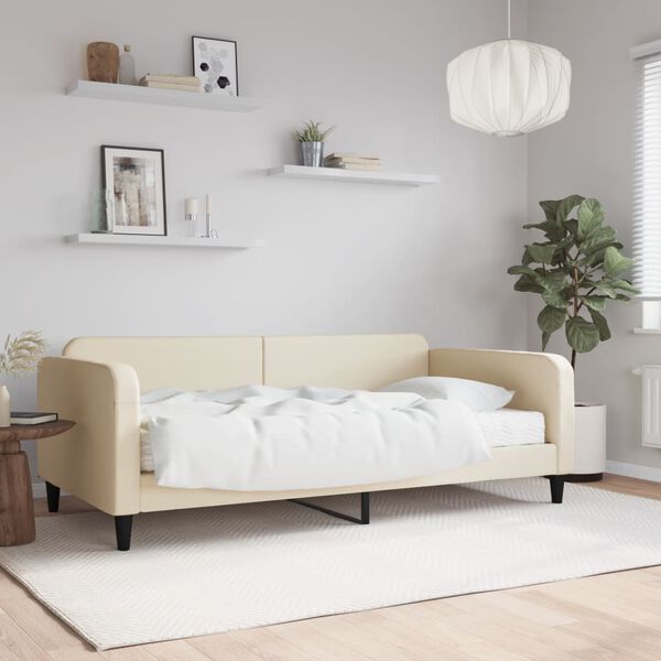 vidaXL daybed med madras 80x200 cm stof cremefarvet