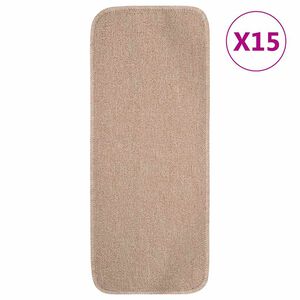 vidaXL skridsikre trappem&aring;tter 15 stk. 60x25 cm rektangul&aelig;r beige