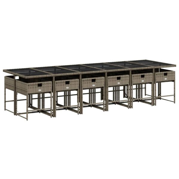 vidaXL spisebordss&aelig;t til haven 13 dele med hynder polyrattan gr&aring;