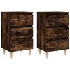 vidaXL sengeborde 2 stk. med massive tr&aelig;ben 40x35x69 cm r&oslash;get egetr&aelig;