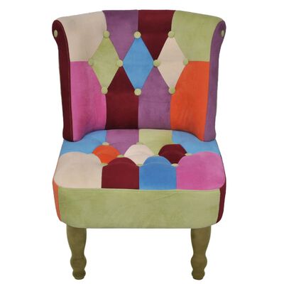 vidaXL fransk stol med patchwork-design stof