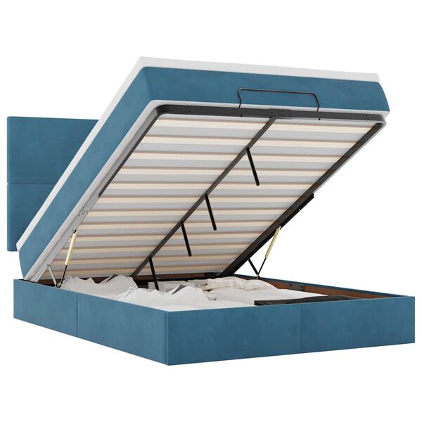 vidaXL osmannisk sengeramme med madrasser 140x200 cm fløjl mørkeblå