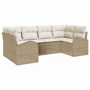 vidaXL Havesofa S&aelig;t med pude 6 pcs Beige og hvid polyrattan