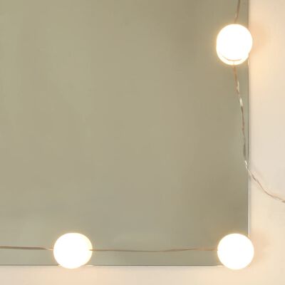 vidaXL makeupbord med LED-lys 90x42x132,5 cm brun egetræsfarve