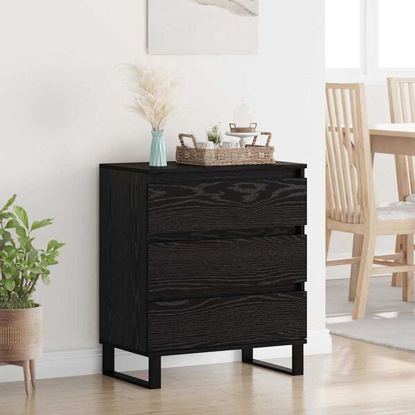 vidaXL Sideboard med skuffe Sort eg 60 x 35 x 70 cm Konstrueret tr&aelig;