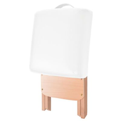 vidaXL foldbart massagebord med skammel 2 zoner 10 cm tyk hynde hvid