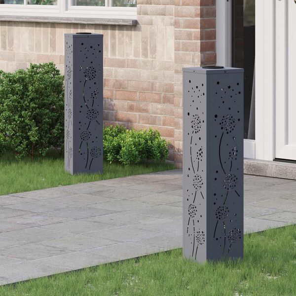 vidaXL Solar LED sti lys 2 pcs Antracit Koldvalset St&aring;l