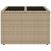 vidaXL havebord med glastop 55x55x37 cm polyrattan beige