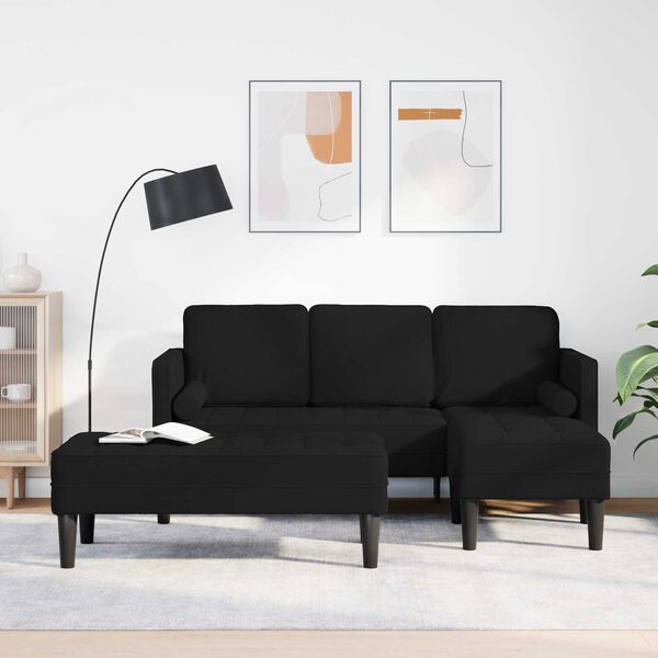 vidaXL Sofa S&aelig;t med pude 2 pcs Sort Polyester